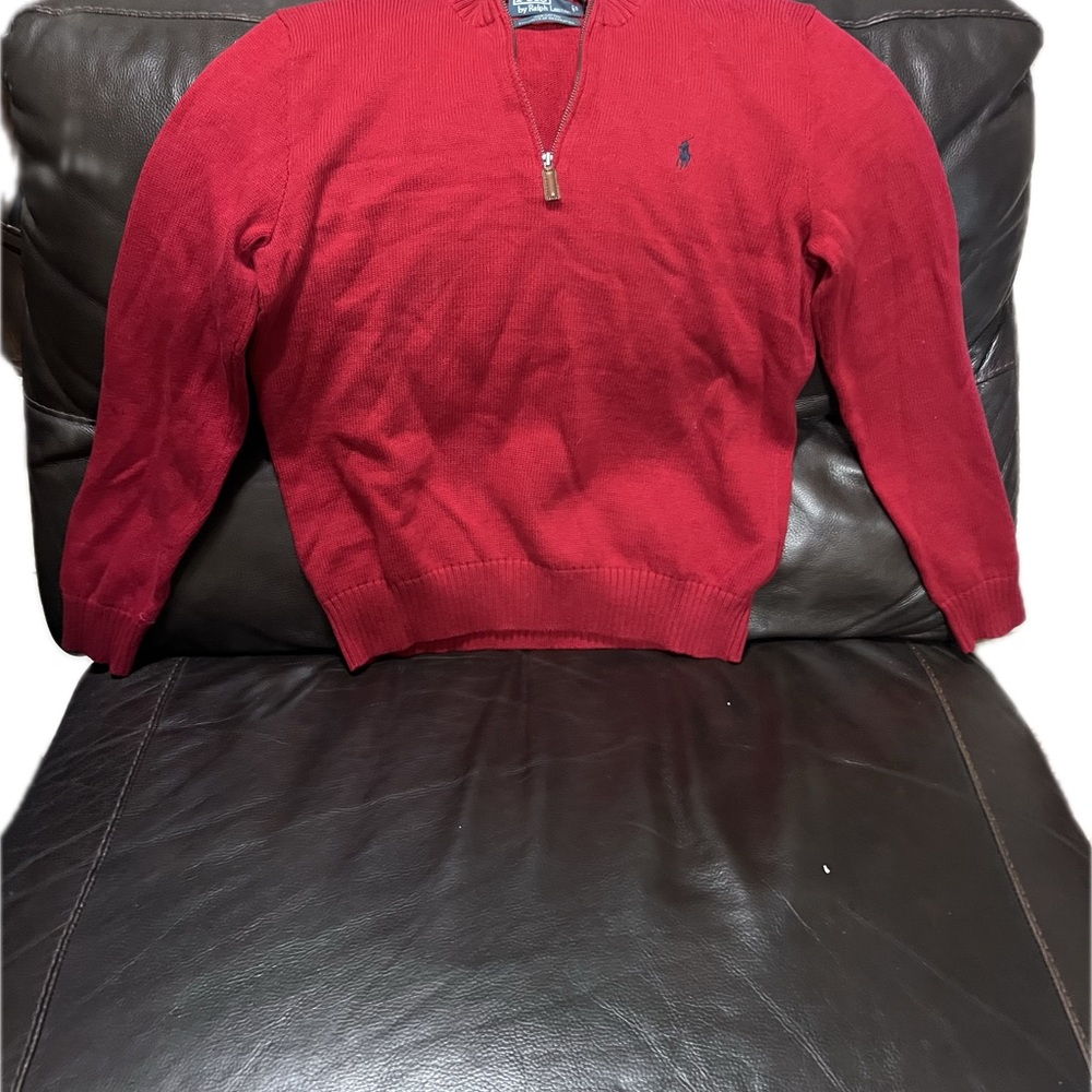 Polo by Ralph Lauren Men's 1/4 zip up Sweater in Rich Red, size medium
